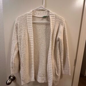 Dip Cream Knit Open-Front Sweater